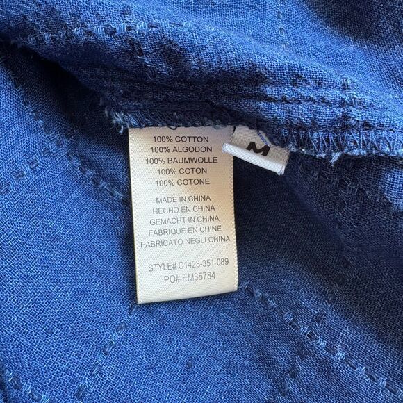 Cloth & Stone Chambray Tunic Dress Frayed Hem Quilted Check Pockets Size Medium - Picture 7 of 7